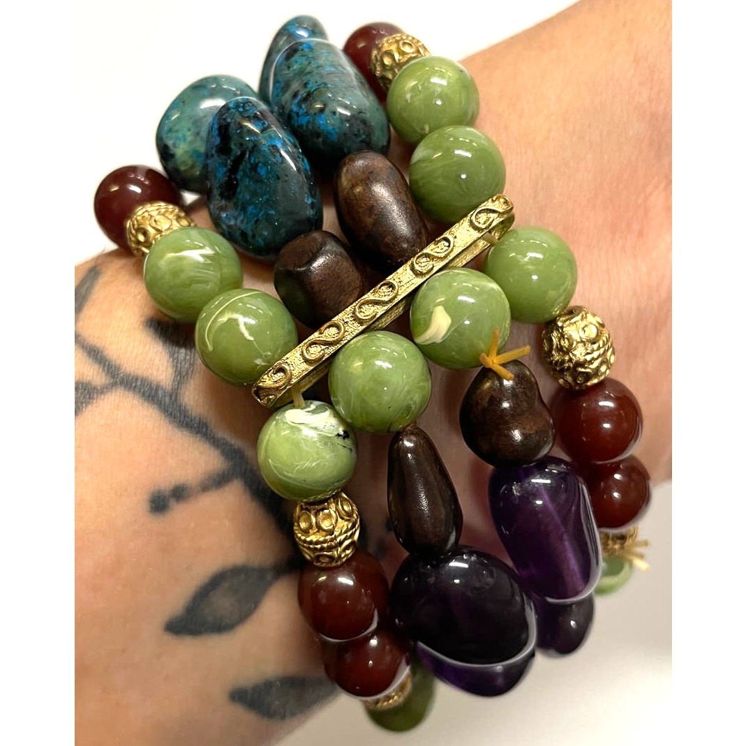 Quad Layered Jadeite Multi Colored Earthling Bead… - image 3