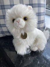 Aurora MiYoni White Kitten Cat plush soft toy with yellow eyes approx 10” long 