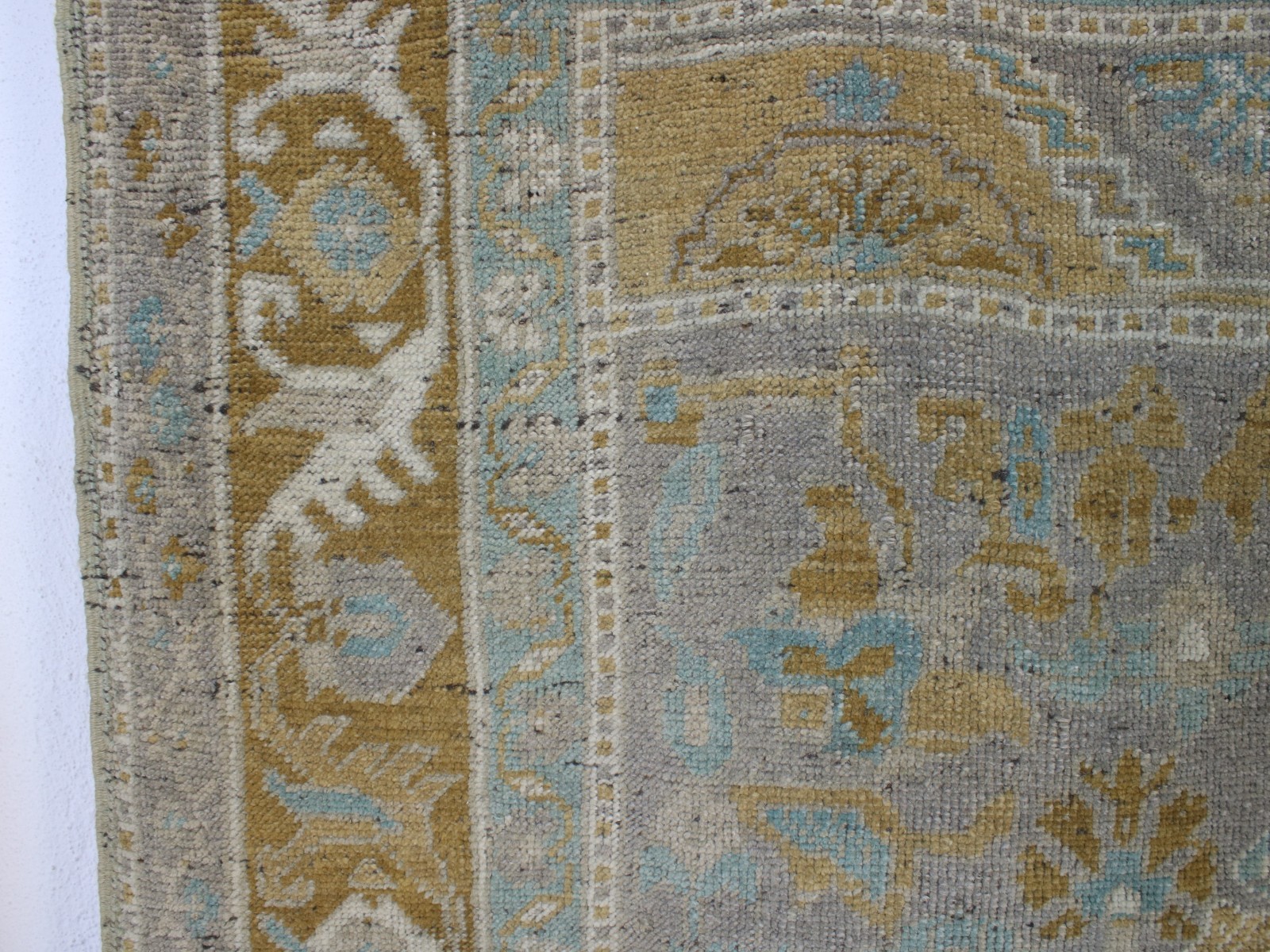 6x8 Turkish Handmade Rug Orange Blue Geometric 5.8x8.0 ft