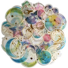 Kawaii Gold Stamping Washi Sticker Set Constellation Starry Sky Planet B