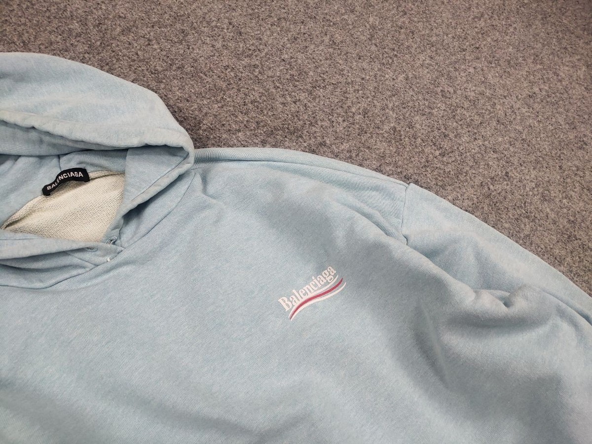 Balenciaga Political Campaign Blue Logo Oversized Used Hoodie | eBay