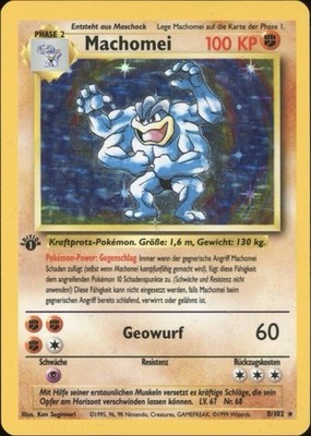 1999 Pokemon DEUTSCH 1. Edition Base Set Machomei-Machamp Holo 8/102 EX-MT