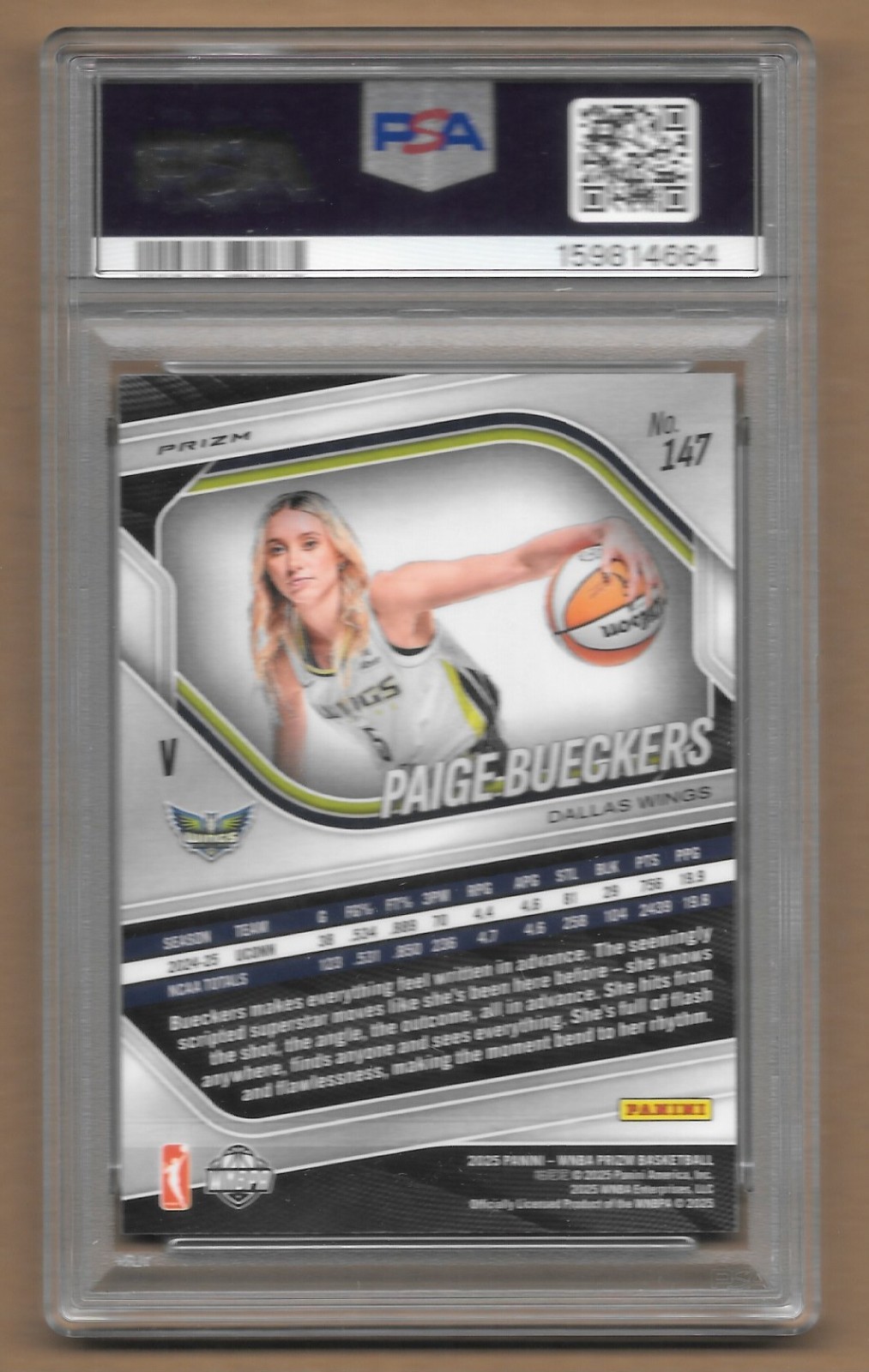 2025 Panini Prizm WNBA Paige Bueckers Rookie PSA 9 ICE Refractor #147 view 2