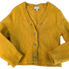 STOCKHOLM ATELIER OTHER STORIES Women's Yellow Wool-Blend V-Neck Cardigan SZ S