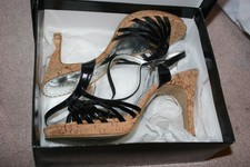 Cork Platform Sandals-Black-Florella*4 inch Heels-Size 7.5 B-in Box-Gently Used