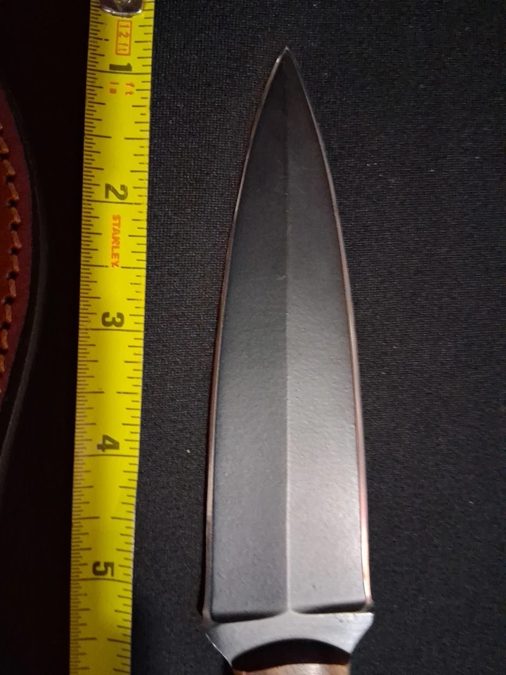 VINTAGE HANDMADE 1 of a KIND ALANZO KNIVES USA FIXED BLADE DBL EDGED KNIFE w/... - Image 3 of 4