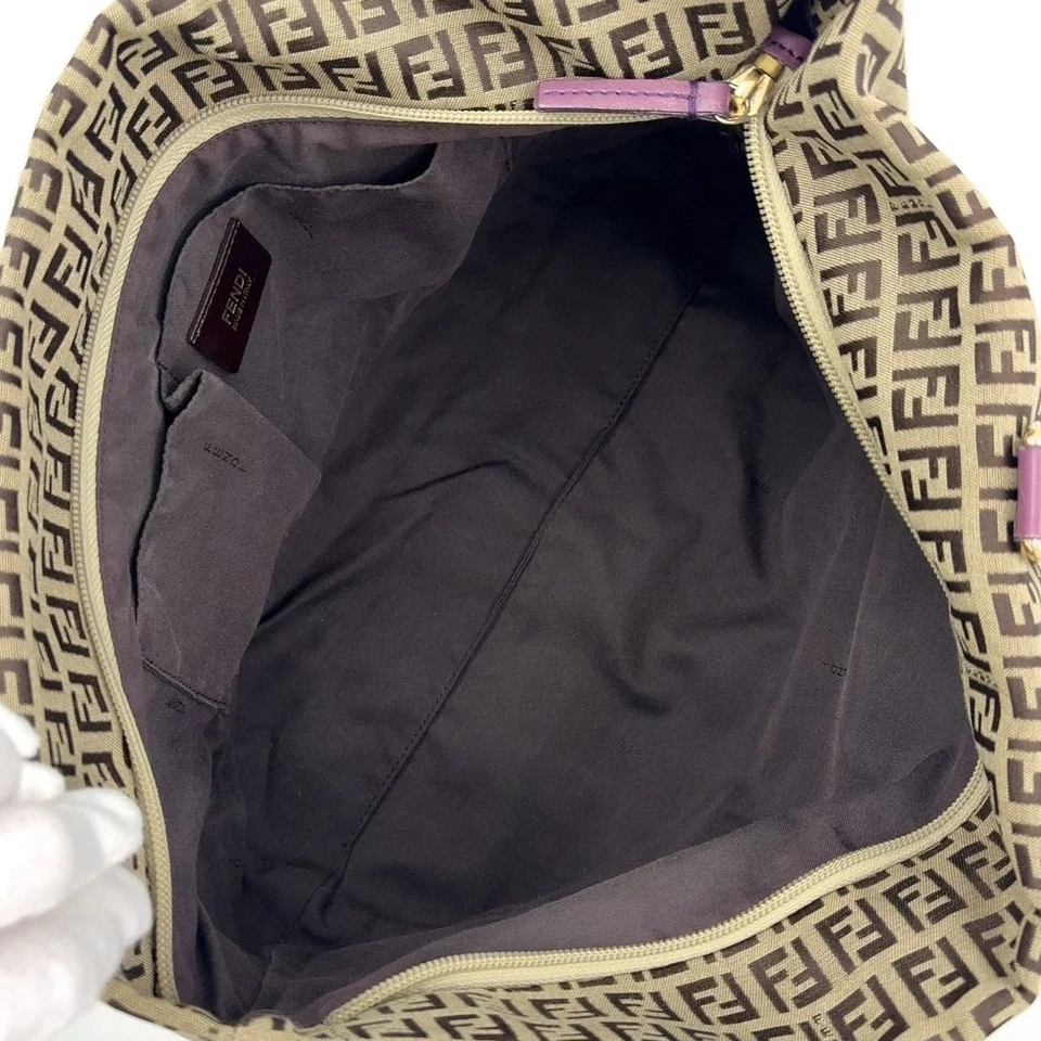 Bolso de Mano Fendi Patrón Zucca Cuero Lona Mujer Púrpura Talla Única Foto 3 de 4