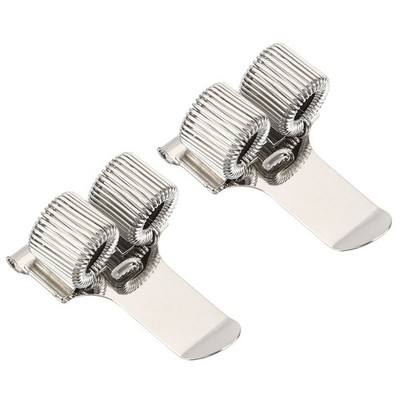 2Pcs Pen Holder Clips Metal Portable Double Spring Loop Organizer Silver