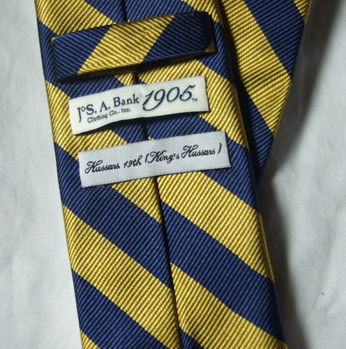 JOS A BANK 100% REPP Silk "1905" Collection Clasic Navy Blue & Gold Stripe Tie - Picture 3 of 4