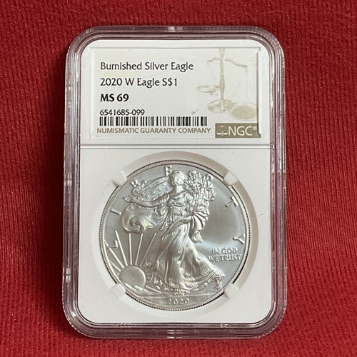 2020 W Burnished 1oz American Silver Eagle - NGC MS69 Brown Label