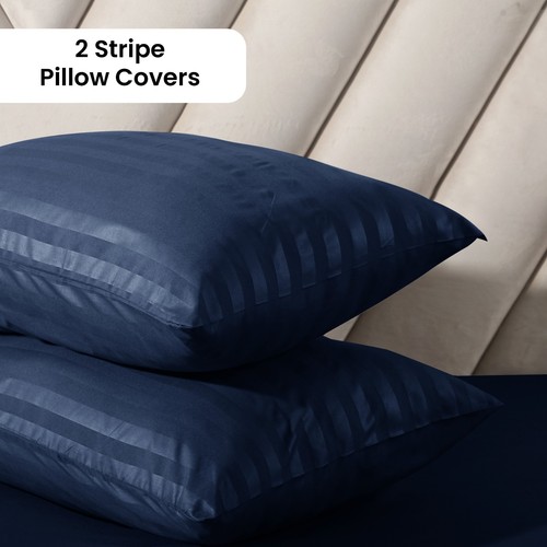 Luxury Duvet Cover Satin Stripe Quilt Covers Bedding Set Single Double King Size - Picture 57 of 76