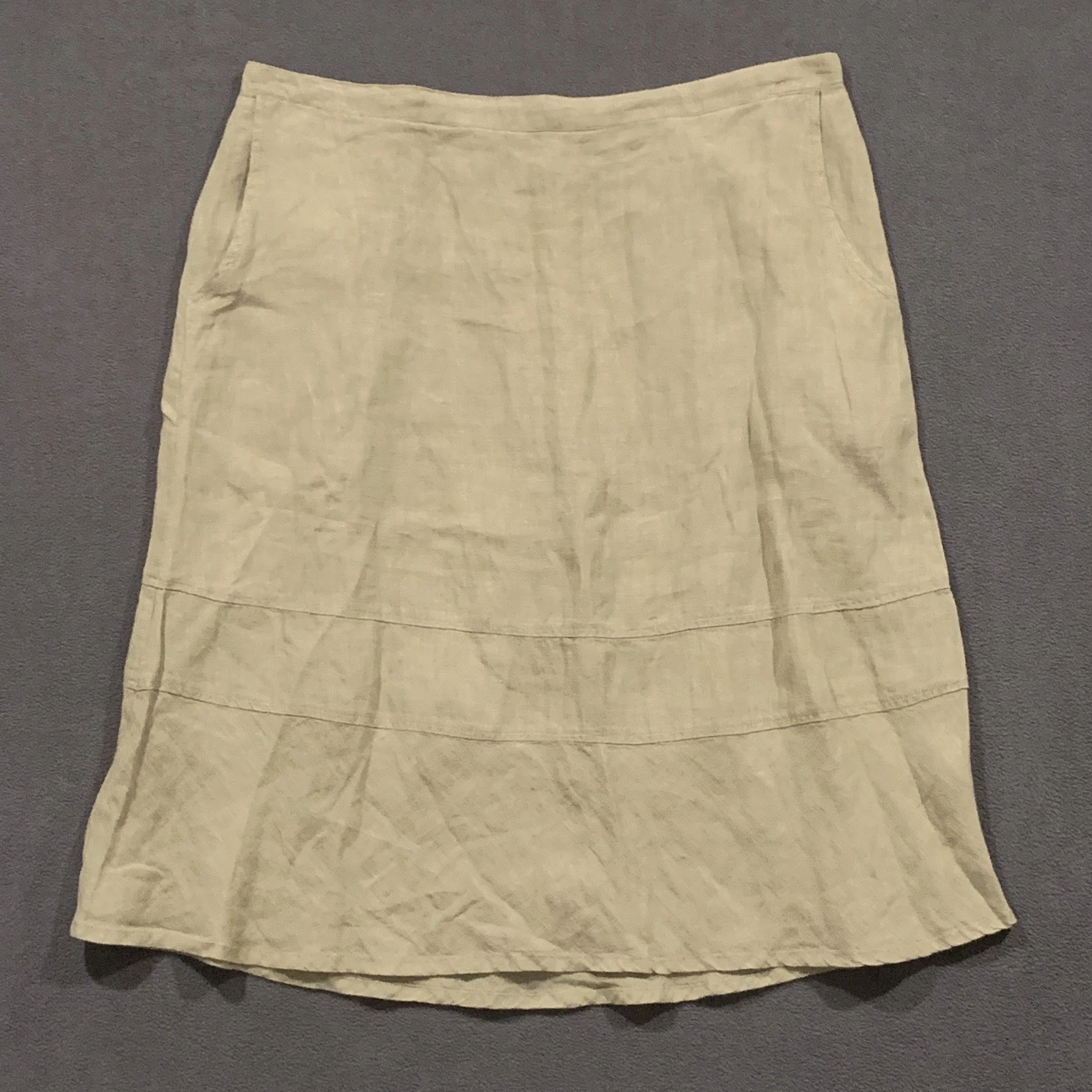 Flax Skirt Womens M Beige Linen Pockets Bohochic Minimalist Lagenlook Oversized