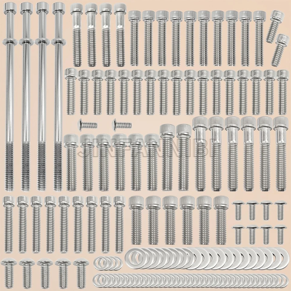 Kit de tornillos de perno de acero inoxidable para motor Harley Road King Glide Electra Street Glide Foto 2 de 4