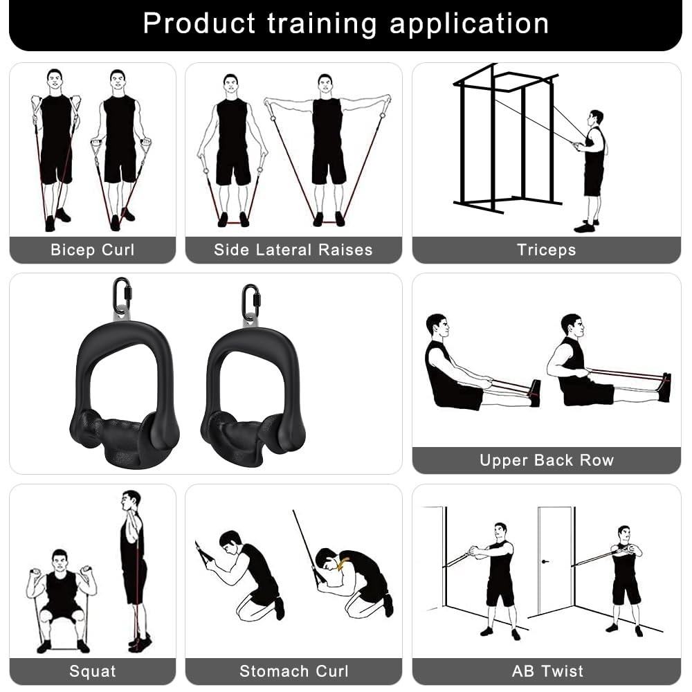 2Pcs Ergonomic Grips D Handle Cable Attachment for Home Gym - Fits Your Hand ...