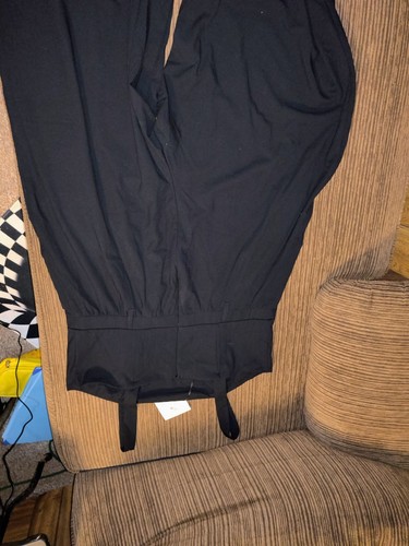 Ava & Viv Black Size 1X Strappy Pleated Wide Leg Dressy Jumpsuit - Picture 5 of 5