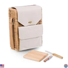 Luxurious Corsica Wine & Cheese Basket Tote - Insulated 2-Bottle Picnic Set