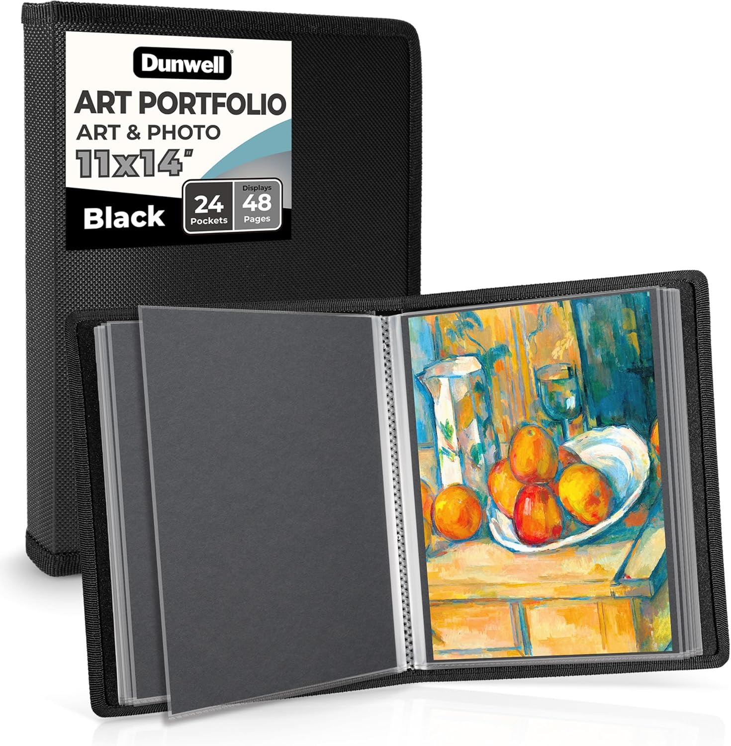 Dunwell 11X14 Art Portfolio Binder with Mounting Paper (Black), Large Portfolio 