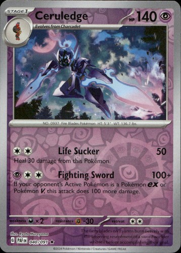 Ceruledge 040/091 SV Paldean Fates Reverse Holo R NM Pokémon — English