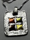 MODERN Japanese Sterling Enamel pendant NECKLACE MCM JUNGIN Mark Vintage — photo 2