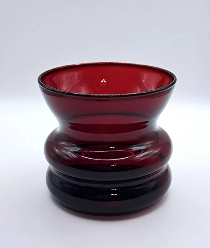 Vintage Royal Ruby Red Anchor Hocking "Spittoon" Vase - 4" Tall