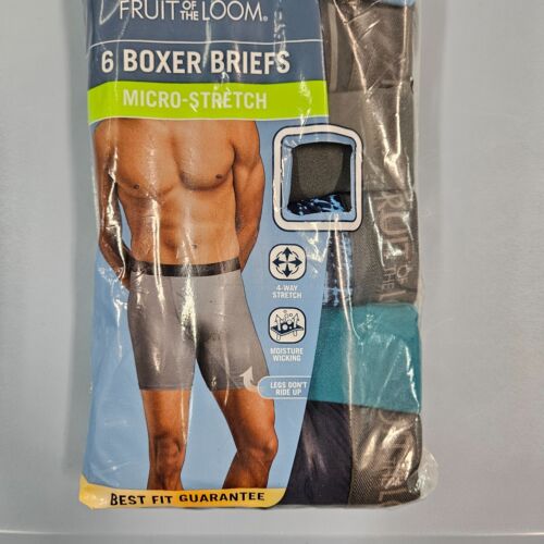 6 Pack Fruit of The Loom Men's Micro-Stretch Boxer Briefs 4-Way Stretch Wicking - Picture 25 of 33