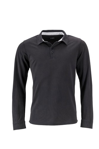 POLO MANICA LUNGA CON CONTRASTO James&Nicholson UOMO FASHION STYLE TOP QUALITY - Imagen 3 de 8