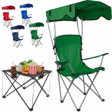 Camping Chairs with Canopy Sun Shelter Outdoor Folding Chairs Portable & Table