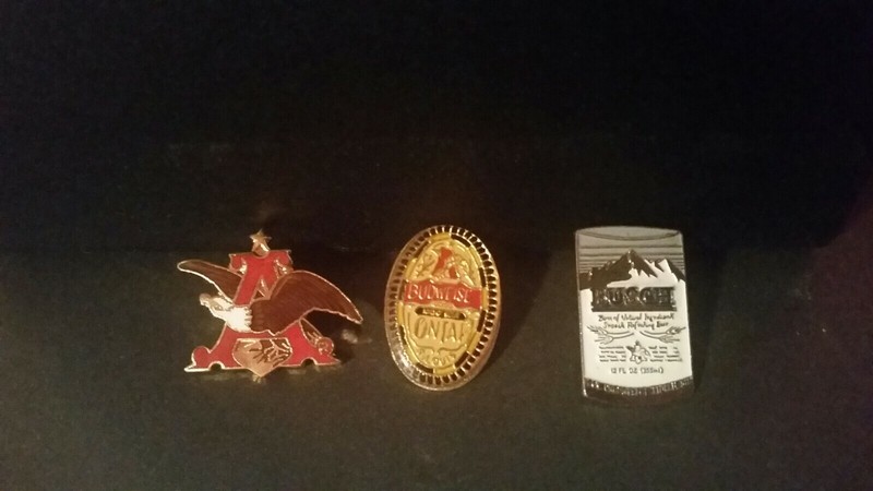 Vintage Anheuser Busch Enamel Lapel Pins Anheuser A+Eagle, Can, Bud On Tap 1980s