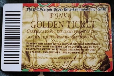 WILLY WONKA Golden Ticket — RARE Card Coin Pusher Arcade & The Chocolate  Factory