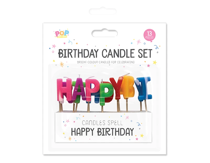 Velas de fiesta multicolores niños feliz cumpleaños decoración de pasteles letras 13 piezas Foto 3 de 4