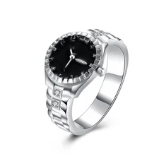 925 Silver watch style Rings Jewelry crystal Fashion Wedding lady Cute women