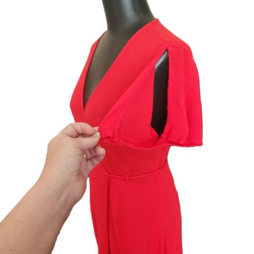 Lulus Womens Red Short Split Sleeve V Neck Wrap Maxi Dress Size Medium - Picture 2 of 8