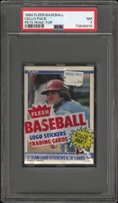 PSA 7 NR MINT 1984 FLEER BASEBALL CELLO PACK PETE ROSE TOP CHARLIE PULEO BACK