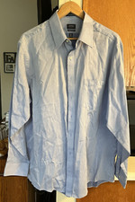 Arrow Wrinkle Free Men's Size 17-17.5 34/35 Blue Long Sleeve Button Down Shirt