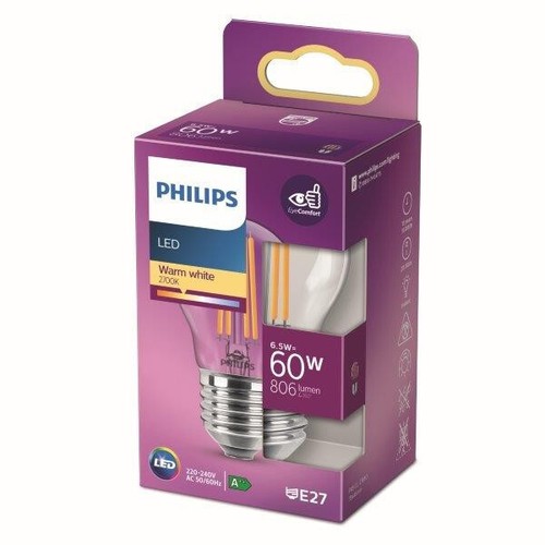 5x Philips LED Filament Tropfen E27 warmweiß 6,5W = 60W klar EEK:F (Spektr. A-G) - Bild 6 von 6