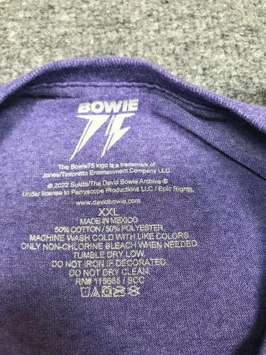 DAVID BOWIE MENS TEE SHIRT PURPLE GRAPHIC TEE NWT 2XL XXL ZIGGY STARDUST - Picture 3 of 5