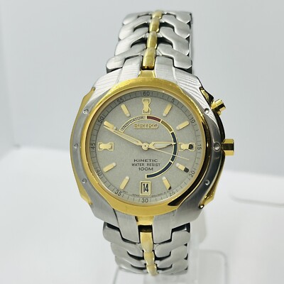 Seiko Kinetic Men's Two Tone Stainless Steel Date 10ATM 39mm Seiko Kinetic Men's Two Tone Stainless Steel Date 10ATM 39mm
