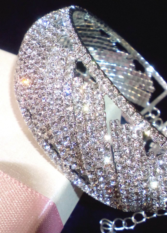 Bracciale Donna SWAROVSKI ORIGINALI Argento Cristalli Brillanti Sposa Gioielli - Immagine 4 di 4