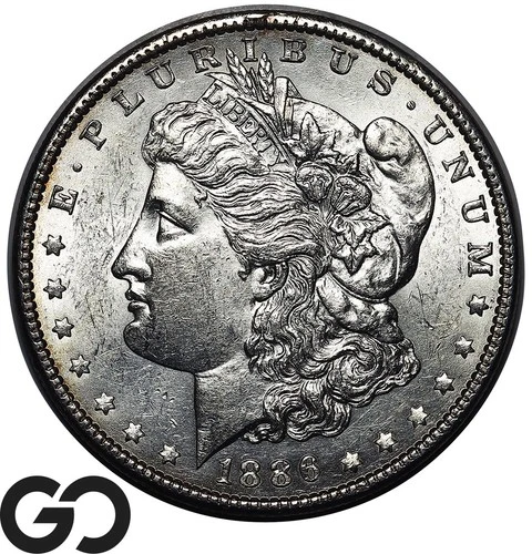 1886 Morgan Silver Dollar Coin, Nice Choice BU++