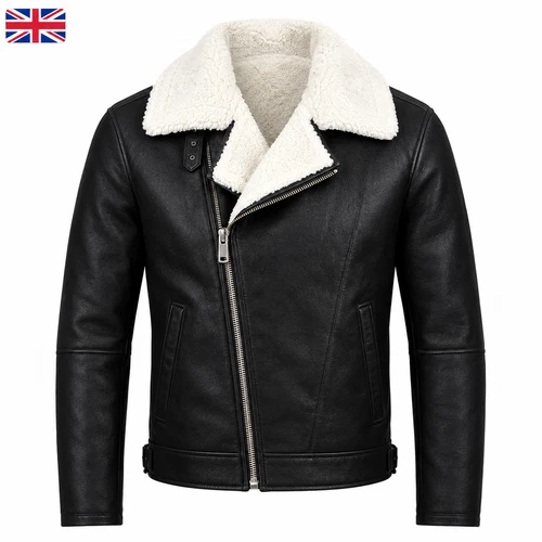 Men’s B3 Aviator Jacket Shearling Sheepskin Leather Bomber Flight Coat Winter - product listing photo