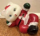 1989 Fenton Glass Signed Hand Painted Happy Santa Bear Reclining Figurine Wagner