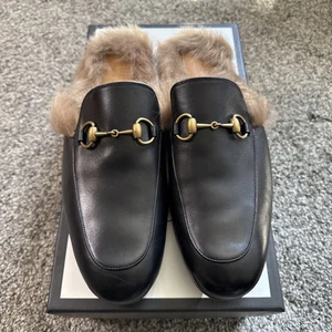 Pantoufle Gucci Princetown doublée fourrure cuir mulet Horsebit taille 9