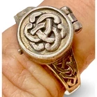 Vintage Sterling Silver Celtic Poison Ring Hinged Locket Compartment Size 7