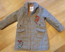 Zara Girls Mantel Gr. 122 - 7 Jahre, Jacke kariert gefüttert Herbst Winter Wolle