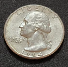 1964 Washington Quarter • AU Slider • 90% Silver • Strong Detail • X152