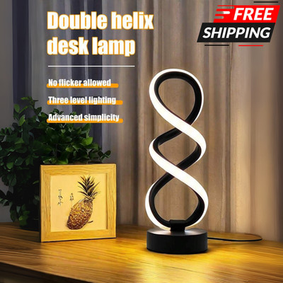 LED Spiral Table Lamp Nordic Eye-Caring USB Desk Light Bedroom Nightstand Home