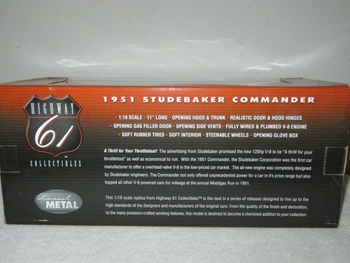 1951 STUDEBAKER COMMANDER 1:18 HIGHWAY 61 OPENING HOOD DOORS & TRUNK & MORE.. - Picture 6 of 7