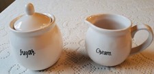 Rae Dunn Artisan Collection Sugar and Cream Bowl With Lid and Pitcher Set