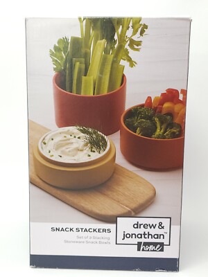 Drew & Jonathan Home Snack Stackers Set of 3 Stacking Bowls Stoneware