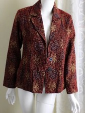 Habitat Sz S Orange Red Woven Funky Fantasy Floral Tapestry Blazer Jacket
